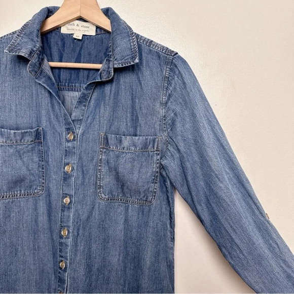 Cloth & Stone Womens Xsmall Chambray Button Shirt - Picture 7 of 16